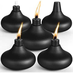 FAN-Torches 5 Pack Metal Table Torches 24oz Citronella Torches Outdoor Refillable Flame Decorative Table Lantern for Yard Patio Deck Garden Party Landscape