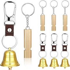 4 3.8 cm Bear Bell with Whistle Set for Hikers Solid Brass Emergency 3 in 1 Bear Bells for Hiking Outdoor Camping Bear Protection Products for Survival Cycling Fishing Climbing