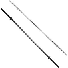 Gorilla Sports® standarta hroma stieņa stienis 170 cm ar spin-lock apkaklēm, sudraba, melna.