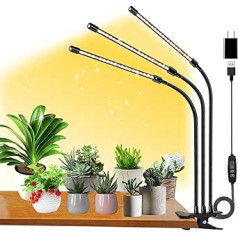 FRGROW LED augu lampa, pilna spektra augu gaisma iekštelpu augiem, augu gaisma, LED, 3000 K/5000 K/660 nm pilna spektra augu lampa, augšanas lampa augiem, 10 līmeņu aptumšošana, taimeris (3 galviņas)