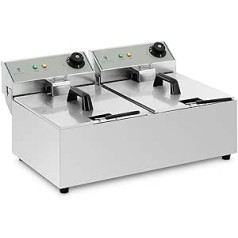 Royal Catering Fritteuse Edelstahl Doppel Fritteuse RCEF-10DY-ECO (2 x 10 litri, 2 x 3200 vati, 230 V)