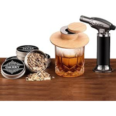 MUAEEOK Cocktail-Räucher-Kit mit Taschenlampe, 2 Eiskugel-Maker, 4 Geschmacks-Holzspäne, altmodischer Getränkesmoker für Whisky, Bourbon, Geschenke für Männer, Vater, Ehemann, Geburtstag