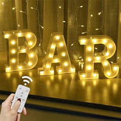 LED Letter String Lights Bar Signs with Remote Control Letter Lamp Illuminated Letter Decoration Battery Operated for Bar Pub Home Party Wedding Wall