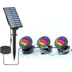 CORESLUX Solar Pond Lighting, Outdoor Diving Spotlight, Adjustable Underwater Lights, RGB Colour Changing IP65 Waterproof, Auto On/Off Garden Spotlight, Landscape, Outdoor Lighting (3 Pieces)