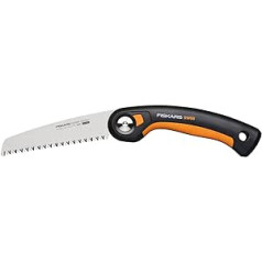 Fiskars Plus saliekamais zāģis resniem stumbriem un zariem, 3 griešanas pozīcijas, ass jaudas zoba asmens, rupjš zobs, asmens garums: 15 cm, melns/oranžs, SW68, 1067552