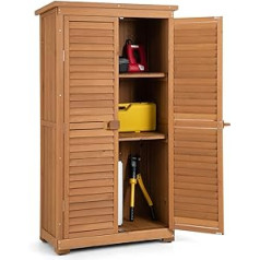 COSTWAY Wooden Garden Cabinet, Tool Shed Weatherproof, Tool Shed with 3 Removable Shelves, Tool Cabinet, Wooden Shed, Garden Shed, Tool Cabinet, 82 x 42 x 160 cm