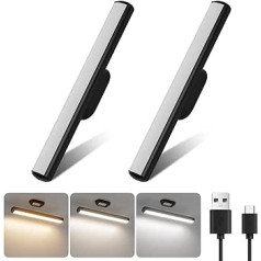 Klighten Pack of 2 Desk Lamps, Dimmable Wireless LED, 4000 mAh Battery Operated Table Lamp with Magnet, 2 W, 200 LM Touch Control, Under-Unit Light, Kitchen, USB Battery Light for Cabinet Lighting