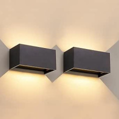 LMP LED Outdoor Light Wall Anthracite Pack of 2, Up Down Wall Light Wall Lamp Indoor Outdoor IP65 Outdoor Light Outdoor Wall Light Outdoor Lighting House Wall Patio Front Door Balcony