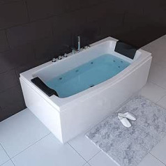 HOME DELUXE - Noor whirlpool bathtub - white with hand shower and massage - approx. 173 x 80 x 84 cm I indoor bathtub, spa, 2 people