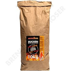 Beech Charcoal for BBQ, Large 10 kg, Beech Charcoal, Steakhouse Quality, Premium Quality, Sieving Technology and Oven Restored Since 2019, Grain Size: 30-130 mm, Weber Grill Suitable for 1 x 10 kg Bag