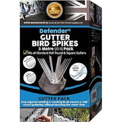 Defender Gutter Spikes | 3 m iepakojums ar 40 lapām, baložu un kaiju ceļvedis