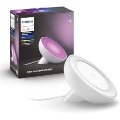 Philips Hue White and Color Ambiance Bloom LED galda lampa, melna, aptumšojama, 16 miljoni krāsu, lietotņu vadība, saderīga ar Amazon Alexa (Echo, Echo Dot)