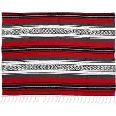 Clisspeed Mexican Blanket 130 x 180 cm Hand Woven Yoga Blanket for Picnic Camping (Red)