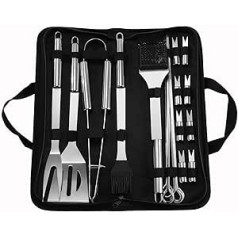 Fippy Barbecue Cutlery Set, 20-Piece Stainless Steel Barbecue Accessory Set for Men, Outdoor Barbecue Cutlery with Storage Bag, Great Gift for Men, Family and Friends