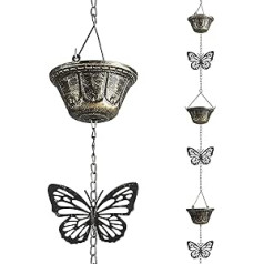 2.5m Long Rain Chains for Gutters, Downpipes, Butterfly and Cup Gutter Chain, Functional and Decorative Replacement Rain Chains for Downpipes, Metal Rain Catcher Bell for Outdoors