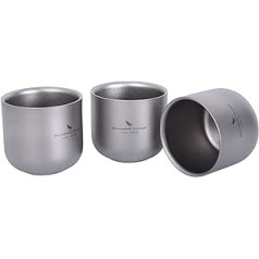 Boundless Voyage 125 ml Double Layer Titanium Cup Tea Coffee Cup Lightweight Outdoor Camping Scalding Cup Drinkware Tableware 3 Pieces