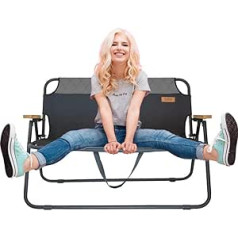 HDG James sulankstomas kempingo suoliukas sodo suoliukas Nešiojamas sulankstomas 2 vietų stovyklavimo kėdė