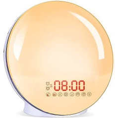 Children's Light Alarm Clock, Children's Alarm Clock, Wake Up Light Alarm Clock, Children's Sleep Trainer with 7 Colours Changing, Children's Day Gift for Children, Charging USB