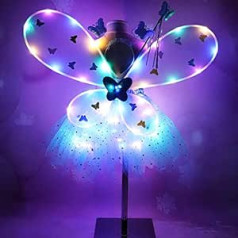 Luminous Fairy Wings, Fairy Princess Tutu Costume Set, Butterfly Costume Set, Fairy Wings, Children's Elves Fairy Wings, LED Lighting Butterfly Wings, Party Fairy Angel, Children's Carnival Props Cosplay