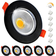 6 Recessed Spotlights LED Flat 10 W Dimmable LED Spotlights 230 V Black Matt Round 5000 K Cool White Recessed Lights 68 mm 850 LM for Living Room