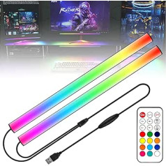 WILLED 2-in-1 spēļu apgaismojums, 5 V USB RGB zem monitora lampiņa, Dreamcolour ekrānjosla datora iestatīšanai ar 12 dinamiskām, apkārtējās vides dekorēšana ar tālvadības pulti, televizora fona apgaismojums