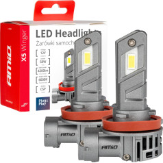 LED auto spuldzes sērija x5 winger h8 h9 h11 6000k canbus amio-03947