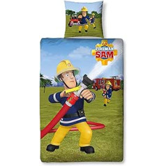 Familando Fireman Sam grozāms gultas veļas komplekts, bērnu gultas veļa 135 x 200 cm, 80 x 80 cm, 100% kokvilna, 2 modeļi uz vienas gultas veļas