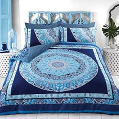 Sleepdown Pure Quality Paisley Mandala Blue, kokvilnas maisījums, Super King