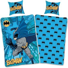 SkyBrands Batman Gultas veļa 135 x 200 cm 80 x 80 cm Spilvendrāna [Kokvilna] Bērnu gultas veļa Boys Apgriežamā gultas veļa Batman 135 x 200 cm Oeko-Tex vācu izmērs