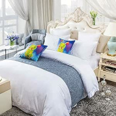 OSVINO Bettläufer Einfarbig-Serie Polyester Vintage Bett Deko für Wohnzimmer, Blau 210 x 50cm für 150cm Bett