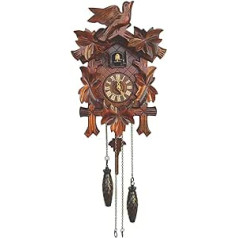 SELVA Cuckoo Clock Hay Weiler Roku darbs Black Forest Style - Ražots Vācijā - Masīvs riekstkoka krāsots koka korpuss ar skaistām detaļām - Kvarca kustība (augstums: aptuveni 30 cm) - C336402