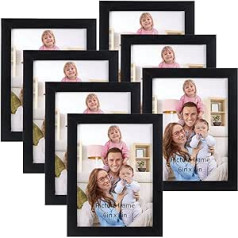 Giftgarden komplekts ar 7 attēlu rāmjiem 15 x 20 cm 20 x 15 cm fotoattēliem un attēliem, melna foto rāmja kolāža piekārtam pie sienas vai galda statīvam