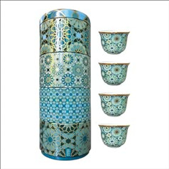 images d´ orient Skārda kaste ar 4 kafijas tasītēm Blechdose mit 4 Porzellan Kaffeetassen Andalusia 60ml, Images d`Orient:Andalusia