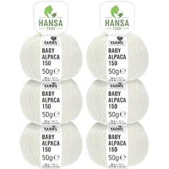 100 % kūdikių alpakų vilna, daugiau nei 50 spalvų (be įbrėžimų) – 300 g rinkinys (6 x 50 g) – minkšta alpakų vilna, skirta mezgimui ir nėrimui, 6 dydžių „Hansa-Farm“ siūlai