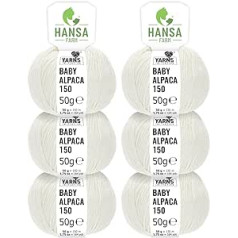 100% Baby Alpakas vilna 50+ krāsās (bez skrāpējumiem) - 300 g komplekts (6 x 50 g) - mīksta Alpakas vilna adīšanai un tamborēšanai 6 izmēros Hansa-Farm