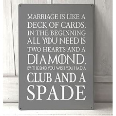 Artylicious Marriage yra tarsi kortų kaladė A4 pilko metalo ženklas