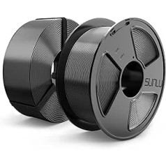 SUNLU Meta PLA siūlas 1,75 mm, MasterSpool PLA Meta 3D spausdintuvo siūlas, aplinkai nekenksminga daugkartinio naudojimo ritė, greitas spausdinimas, matmenų tikslumas +/- 0,02 mm, 1 kg ritė, viso 2 kg, juoda +