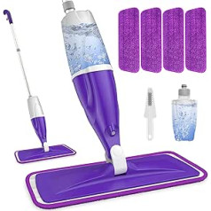 Spray Mops für die Reinigung von Böden, Papclean Mikrofaser Bodenwischer Flacher Mop Nass Trocken Mop mit 4 Waschbaren Pads 440ml Nachfüllbare Flasche für Küche Badezimmer Laminat Holzboden Hartboden