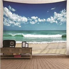 Aimsie gobelenas, jūros paplūdimio sieninis rankšluostis sienai, sienų gobelenas iš poliesterio, sienų apdaila, vakarėlis, mėlyna, 240 x 220 cm