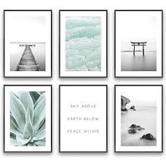 Heimlich® plakātu komplekts bez attēlu rāmjiem, stilīgs komplekts ar atbilstošiem attēliem dzīvojamās istabas dekorēšanai, 6 gabali, A3 (30 x 42 cm), jogas apziņa
