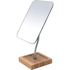 Hosoncovy 360 Degree Rotating Table Makeup Mirror with Wooden Stand Cosmetic Mirror Cosmetic Mirror Flexible Gooseneck Rectangle Mirror for Bedroom Bathroom