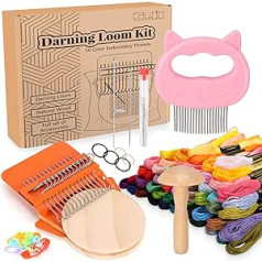 Caydo Speedweve Darning Mini Loom Kit, Machine with 50 Color Threads, Sock Plug, Mushroom Egg, Complete Darning Kit for Beginners, DIY Artful Patterns, Repair Clothes