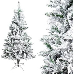 Gotoll Kalėdų eglutė su sniego efektu, PVC lapų sluoksniavimasis, Dirbtinė Kalėdų eglutė, Didelė sniego scena, Dirbtinė eglė, balta, 120 cm, 150 cm ir 180 cm