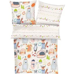 s.Oliver Renforcé gultas veļa Junior Forest Animals White Colorful 100 x 135 cm