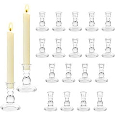 Hewory Kerzenhalter Glas Kerzenständer Stabkerzen: 20er Klar Stabkerzenhalter Glas Kerzenhalter Stabkerze, Klein Kerzenständer Glas Kerzenleuchter für Weihnachtsdeko Tischdeko Hochzeit Party Deko