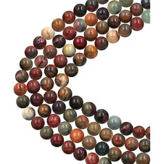 100 Pieces Natural Stone Crystal Beads DIY Loose Beads for Jewelry Making with 10M Elastic Cord (Red Turquoise 8mm)