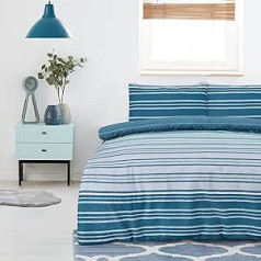 Sleepdown Textured Stripe Teal Double, Baumwolle, Blaugrün, Doppelbett