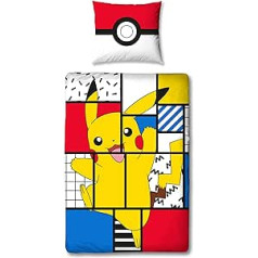 Character World Pokemon Pikachu gultas veļas komplekts 135 x 200 cm + 80 x 80 cm vācu izmērs 100% kokvilna 2-daļīgs pusaudžu bērnu gultas veļas komplekts