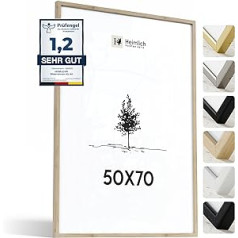 Heimlich® 1 x Picture Frame, 50 x 70 cm, Oak Frame, 1 Pack, Document Frame, Large Collage, Wooden Picture Frame, Real Wood Picture Frame, Photo Frame for Hanging