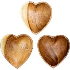 levandeo 3 bļodiņu komplekts akācija 10 x 3 cm sirds koka dizains bļoda augļu grozs maizes grozs unikāls galda dekors
